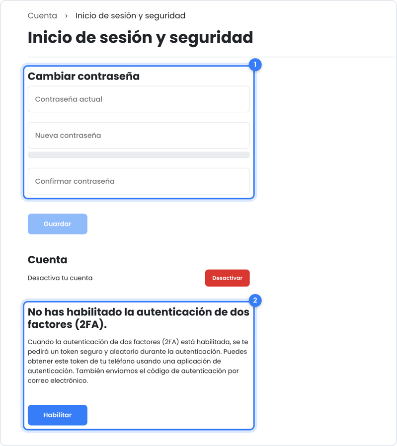 Inicio de sesión y seguridad en tu cuenta de OWNER