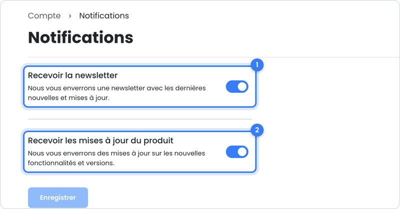Notifications dans votre compte OWNER