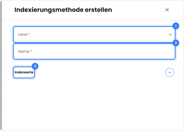 Schaltfläche Neu, um eine eigene Indexierungsmethode hinzuzufügen