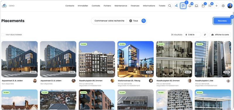 Aperçu des placements dans my.owner.app